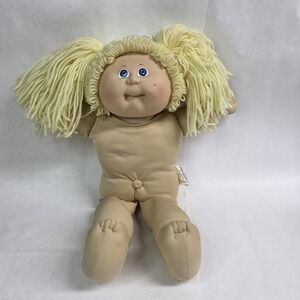 Cabbage Patch Doll Kids Blonde pigtails blue eyes 1985 Signed Coleco, nude